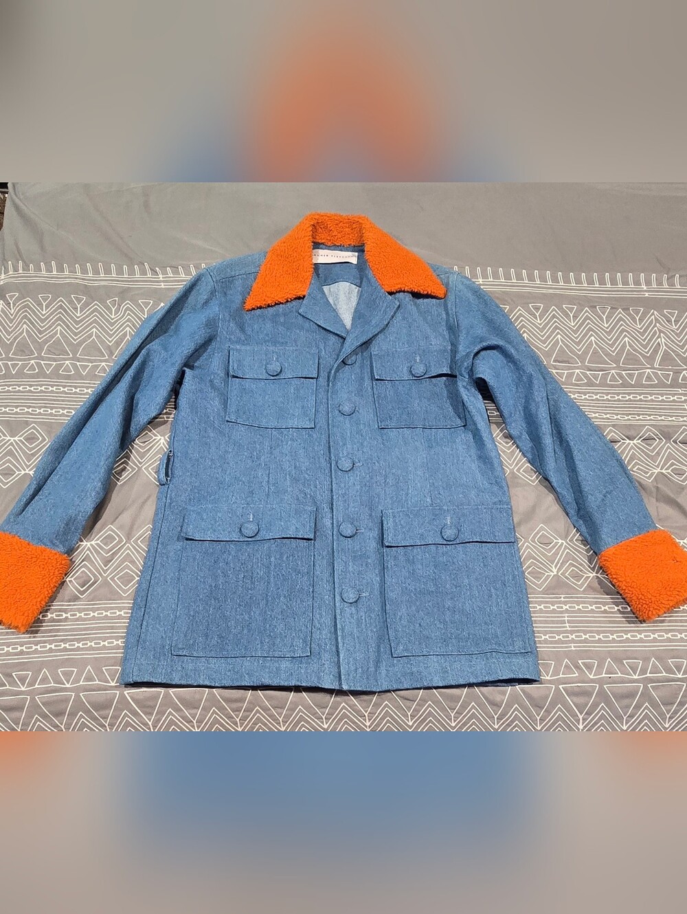 Tanner Fletcher Unisex Denim And Orange Jacket Size 2 (US Ladies M Or Men's S)